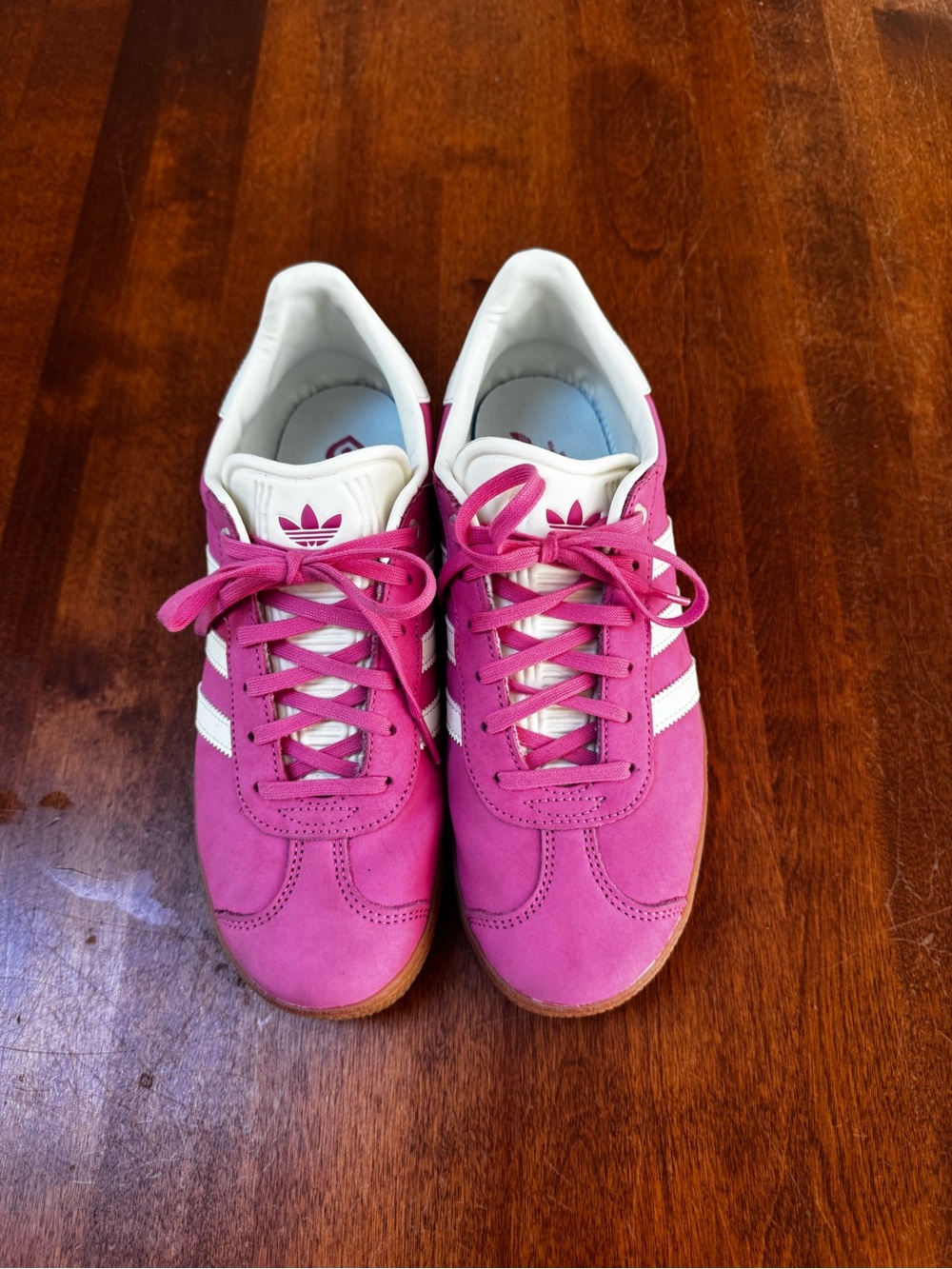 Adidas Women's Pink Retro Sneakers with White Stripes